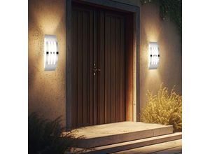 9007371538812 - Lighting - Außenwandlampe Haustürleuchte Edelstahl Terrassenleuchte Fassadenlampe led Gartenleuchte 9W 810lm warmweiß BxH 10 x 32 cm 2er Set