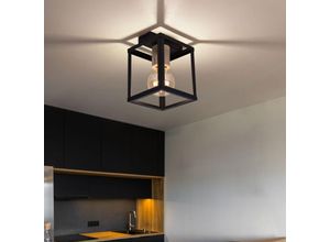 9007371538867 - Lighting - Decken Leuchte Filament Holz natur Lampe schwarz-matt Schlaf Zimmer Beleuchtung Vintage im Set inkl led Leuchtmittel