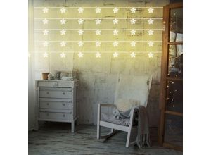 9007371541034 - Lichterkette Weihnachtsdeko Sternen-Design Leuchtkette Sternenlampe Metall silber Batterie 10x LED 3000K warmweiß L 165cm 5er Set