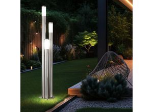 9007371541324 - Lighting - led Stehleuchte Außen groß Wegeleuchten Außen Edelstahl Gartenleuchte 170 cm  3 silberne Säulen3x 11W 3x 1055lm warmweiß d 28 cm