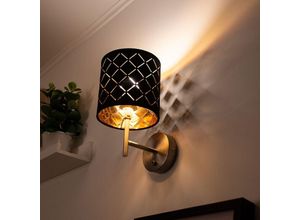 9007371541447 - Lighting - Wand Lampe Textil Wohnraum Beleuchtung Flur Lampe schwarz gold im Set inkl led Leuchtmittel