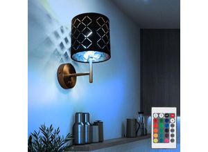 9007371541461 - Lighting - Wand Lampe Textil schwarz gold Dimmer Fernbedienung Lese Strahler im Set inkl rgb led Leuchtmittel