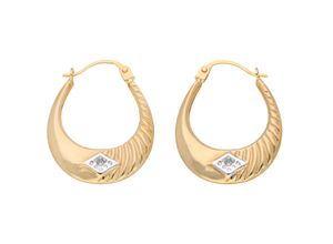 9008005119049 - Paar Creolen VIVANCE Bicolor Creolen Ohrringe Gr Gelbgold 375 gelb (gelbgold 375) Damen Creolen 2 Diamanten 001ct