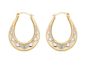 9008005163196 - Paar Creolen VIVANCE Creolen bicolor Ohrringe Gr Gelbgold 375 gelb (gelbgold 375) Damen Creolen 2x Diamant = 001ct