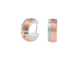 9008005182791 - Paar Creolen FIRETTI Schmuck Geschenk Ohrschmuck bicolor glitzernd Ohrringe Gr Edelstahl rosegold (edelstahlfarben roségoldfarben kristallweiß) Damen mit Zirkonia (synth)