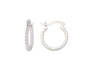 9008005303325 - Paar Creolen FIRETTI Schmuck Geschenk Silber 925 rund basic femininvoll rhodiniert Ohrringe Gr Silber 925 (Sterlingsilber) bunt (silberfarben weiß kristallweiß) Damen Creolen mit Zirkonia (synth)