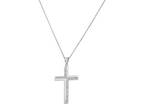 9008005310392 - Kette mit Anhänger FIRETTI Schmuck Geschenk Silber 925 Halsschmuck Halskette Ankerkette Kreuz Halsketten Gr Silber 925 (Sterlingsilber) Länge 45 cm silberfarben Damen Ketten mit Anhänger Zirkonia (synth)