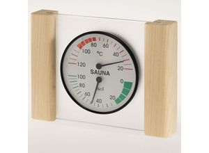 9008504000053 - Klimamesser mit Glas Holzrahmen in Fichte Sauna Thermometer Hygrometer - Infraworld