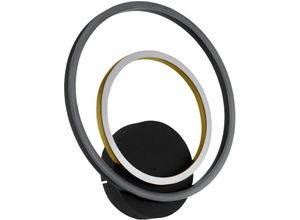 9008606221424 - Led Wandleuchte Lanacera Wandlampe innen mit 2 Leucht-Ringen Wohnzimmer Wandbeleuchtung runde Flurlampe aus Metall in schwarz und gold warmweiß