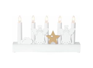 9008606236350 - 410406 Weihnachtsdekoration kerzenständer julia E10 5X3W Holz Kunststoff weiss gold L28cm B6cm H15cm mit Kabelschalter - Eglo Christmas