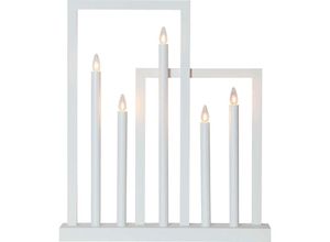 9008606236893 - 410951 Weihnachtsdekoration kerzenständer frame E10 5X3W Holz Stahl weiss L45cm B8cm H51cm mit Kabelschalter - Eglo Christmas