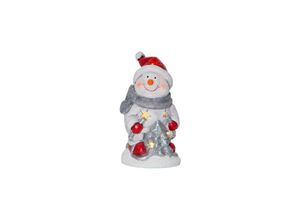 9008606237302 - 411209 Weihnachtsdekoration schneemann friends led 1X006W Keramik rot weiss L8cm B9cm H15cm mit Schalter ein aus - Eglo Christmas