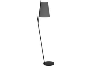 9008606238163 - Eglo - Stehlampe Petrosa minimalistische Stehleuchte Standleuchte aus Metall in schwarz und Textil in grau und weiß Lampe Wohnzimmer mit Schalter