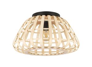 9008606240494 - Eglo - Deckenlampe Montezuelo Deckenleuchte aus Stahl in schwarz und Holz in Natur Wohnzimmerlampe Bambus Lampe Decke Wohnzimmer Holzlampe mit