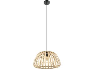 9008606240500 - Eglo - Pendelleuchte Esstisch Montezuelo Hängelampe für Wohnzimmer und Esszimmer Esszimmerlampe aus Metall in schwarz und Bambus Lampe hängend mit