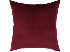 9008606241606 - Living Kissen Chevery elegantes Couch Zierkissen Dekokissen Basic aus Samt in Bordeaux-Rot Kissenbezug mit Inlett aus Polyester edles Sofakissen