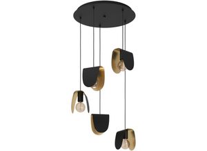 9008606242719 - Eglo - Hängelampe Serenara Pendelleuchte Esstisch 5-flammig Esszimmerlampe aus Metall in Schwarz und Gold Hängeleuchte mit E27 Fassung ø 50 cm