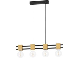 9008606243112 - Eglo - Hängelampe Levantara Pendelleuchte Esstisch 4-flammig FSC100HB Esszimmerlampe aus Holz in Natur und Metall in Schwarz Hängeleuchte mit E27