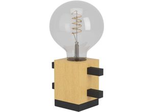 9008606243136 - Eglo - Tischlampe Levantara Deko Tischleuchte Nachttischlampe aus Holz in Natur und Metall in Schwarz FSC100HB Tisch Lampe für Wohnzimmer und