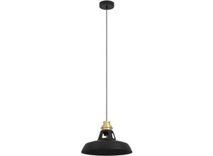 9008606243358 - Eglo - Hängelampe Espinardo Pendelleuchte Esstisch 1-flammig Esszimmerlampe im Industrial Design aus Metall in Schwarz und Gold Hängeleuchte mit