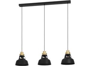 9008606243365 - Eglo - Hängelampe Espinardo Pendelleuchte Esstisch 3-flammig Esszimmerlampe im Industrial Design aus Metall in Schwarz und Gold Hängeleuchte mit