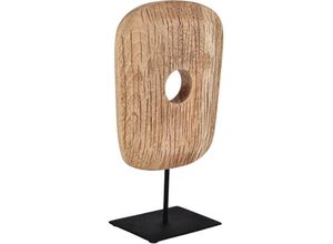 9008606246366 - Living Skulptur mit Sockel Hokuta Zimmer Deko für Wohnzimmer Tischdeko aus Holz in Natur und Metall in Schwarz minimalistische Wohnzimmerdeko