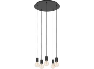 9008606261345 - Eglo - Pendellampe Huebro Pendelleuchte im monochromen Design Cluster Hängeleuchte aus Metall in Schwarz Hängelampe mit sichtbarer E27 Fassung ø