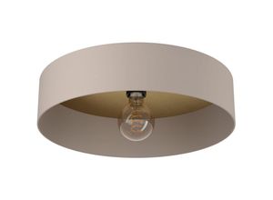 9008606269136 - Deckenlampe Duaia runde Deckenleuchte aus Metall in Taupe mit Wendedekor in Messing oder Holz-Optik im Inneren bündige Textil Wohnzimmerlampe