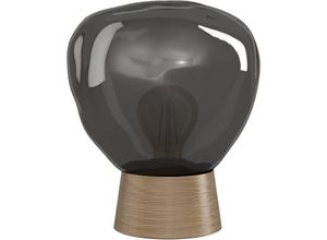 9008606274512 - Eglo - Tischlampe Magacela elegante Nachttischlampe FSCM70HB Tischleuchte aus Holz und Rauchglas Tisch-Lampe für Wohnzimmer und Schlafzimmer E27