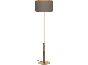 9008606274802 - Eglo - Stehlampe Santandria natürliche Eck Standleuchte FSC100PA Stehleuchte aus Metall in Messing Holz in Natur und Textil in Cappuccino Lampe