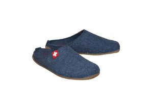 9008784573483 - - Filzpantoffel SCHWEIZER KREUZ in midnight navy Gr37