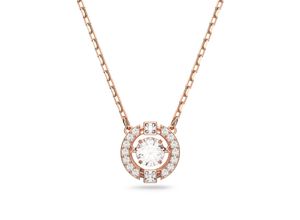 9009652723641 - Kette mit Anhänger SWAROVSKI Sparkling Dance Rundschliff 5272364 Halsketten Gr Metall Länge 42 cm rosegold (roségoldfarben kristallweiß kristallweiß) Damen Ketten mit Anhänger Kristall