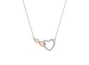 9009655188652 - Kette mit Anhänger SWAROVSKI Unendlichkeitsschleife Herz Infinity Heart weiss Metallmix 5518865 Halsketten Gr Metall Länge 43 cm weiß (metallfarben roségoldfarben kristallweiß) Damen Ketten mit Anhänger Kristall