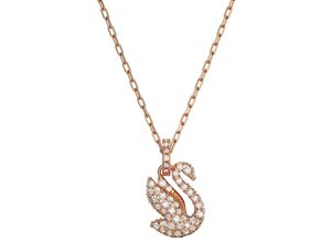 9009656475553 - Kette mit Anhänger SWAROVSKI Iconic Swan Schwan 5647552 5647555 Halsketten Gr Metall Länge 43 cm rosegold (roségoldfarben kristallweiß) Damen Ketten mit Anhänger Kristall