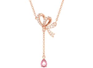 9009656475690 - Kette mit Anhänger SWAROVSKI Volta Schleife 5647569 Halsketten Gr Metall Länge 43 cm bunt (roségoldfarben kristallweiß rosa) Damen Ketten mit Anhänger Kristall