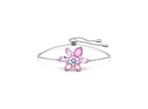 9009656583968 - Armband SWAROVSKI Gema Verschiedene Schliffe Blume 5658396 Armbänder Gr M Metall silberfarben (metallfarben kristallweiß kristallweiß) Damen Armbänder Silber mit Kristall