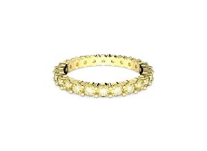 9009656586648 - Fingerring SWAROVSKI Matrix Rundschliff Fingerringe Gr 52 Metall goldfarben (gelbgoldfarben kristallweiß kristallweiß) Damen Fingerringe mit Kristall