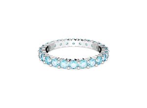 9009656586686 - Fingerring SWAROVSKI Matrix Rundschliff Fingerringe Gr 58 Metall blau (metallfarben aquamarine aquamarine) Damen Fingerringe mit Kristall