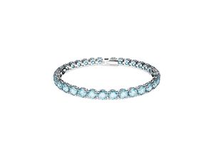 9009656609149 - Tennisarmband SWAROVSKI Matrix Rundschliff Armbänder Gr XL Metall blau (metallfarben aquamarine aquamarine) Damen Tennisarmbänder mit Kristall