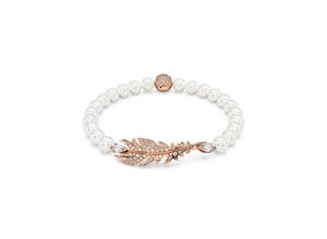 9009656634820 - Armband SWAROVSKI NICE FEDER 5663480 5663482 5663481 Armbänder Gr M Metall-Perlen weiß (roségoldfarben kristallweiß weiß kristallweiß) Damen Perlenarmbänder mit Kristall Zirkonia (synth) - Perle