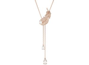 9009656634851 - Kette mit Anhänger SWAROVSKI NICE FEDER 5663485 Halsketten Gr Metall Länge 43 cm Breite 166 mm rosegold (roségoldfarben kristallweiß) Damen Ketten mit Anhänger Kristall Zirkonia (synth)