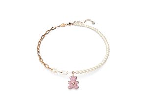 9009656691663 - Kette mit Anhänger SWAROVSKI TEDDY BEAR 5669166 Halsketten Gr Metall-Perlen Länge 43 cm Breite 15 mm rosegold (roségoldfarben rosa weiß) Damen Ketten mit Anhänger Kristall Zirkonia und Perle