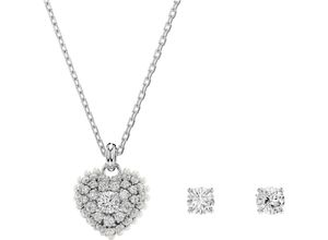 9009656843833 - Ohrring und Ketten Set SWAROVSKI Schmuckset Multipack Schmuck Geschenk Hyperbola Herz 5684383 Schmuck-Sets silberfarben (metallfarben kristallweiß kristallweiß) Damen mit Kristallen