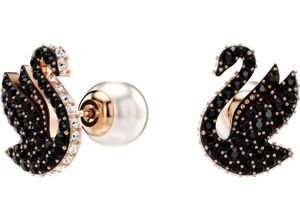 9009656846087 - Paar Ohrstecker SWAROVSKI Iconic Swan Schwan 5684608 Ohrringe Gr Metall-Perlen schwarz (roségoldfarben metallfarben schwarz kristallweiß weiß schwarz) Damen Ohrstecker mit Kristall - Perle