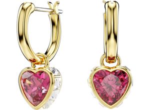 9009656847602 - Paar Creolen SWAROVSKI Stilla Drop Herz 5684760 Ohrringe Gr Metall rosa (gelbgoldfarben metallfarben kristallweiß rosa rosa) Damen Creolen mit Kristall