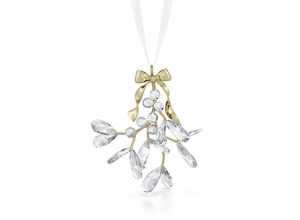 9009657013723 - Dekohänger SWAROVSKI Kristallfigur Sammelfigur Misteln Ornament weiß (kristallweiß goldfarben weiß) Dekohänger Kristallglas Metall Baumwolle Kristall