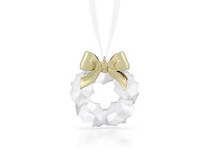 9009657024361 - Dekohänger SWAROVSKI Kristallfigur Sammelfigur Kranz Ornament weiß (kristallweiß goldfarben weiß) Dekohänger Kristallglas Metall Baumwolle Kristall