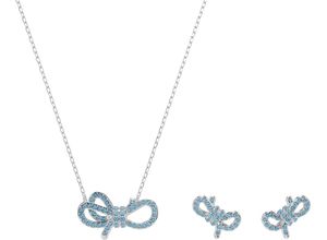 9009657235545 - Ohrring und Ketten Set SWAROVSKI Multipack Schmuck Geschenk Lifelong Bow Schleife 5723554 Schmuck-Sets blau (metallfarben blau blau) Damen mit Kristallen