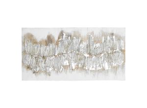 9009852235784 - Monee Ölgemälde  Silber  Holz Textil  Tanne  massiv  Abstraktes Strukturen  rechteckig  120x60 cm  handgemalt 3D-Effekt  Bilder und