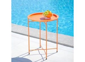 9009852662337 - Gartentisch Carole Orange Metall ca 40x515 cm